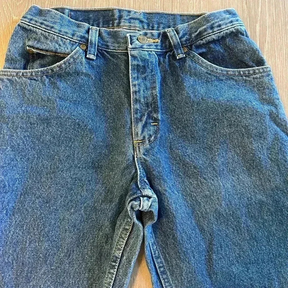 Vintage Lee Riders Straight Leg Jeans Men's Tag 30x32 Actual 28 × 32 Blue Denim - Picture 4 of 10